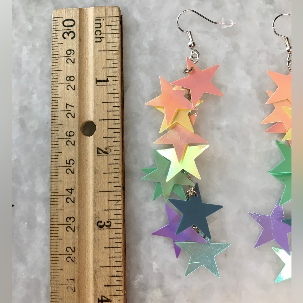 Multicolor Star Dangle Earrings - Picture 2 of 15